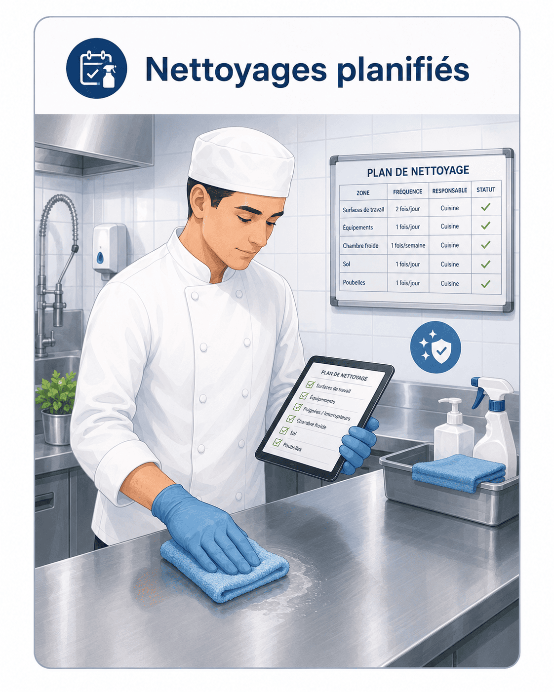 Nettoyage et désinfection HACCP en cuisine professionnelle