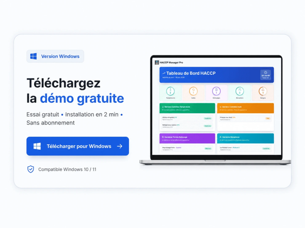 Logiciel HACCP disponible sur Windows