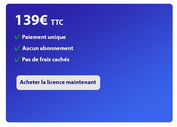 Licence 139€ sans abonnement